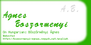 agnes boszormenyi business card